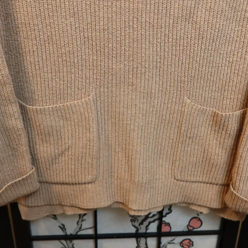 Madewell Cream Tan Ribbed Crew Neck Sweater